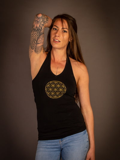 Ladies Neckholder Shirt - Blume des Lebens